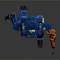 3D Blue Police Robot Character Design With Futuristic Mechanical Armor And Details