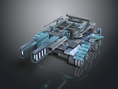 Modern Futuristic Military Vehicle With Armored Tracked Design And Weapon System 3d model