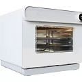 Modern White Kitchen Appliance Oven Multi Angle View With Glass Door And Control Knob