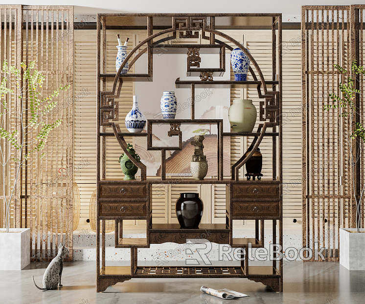 Chinese-style Antique Rack Storage Rack model