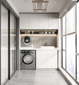 modern balcony washing machine cabinet 3d model