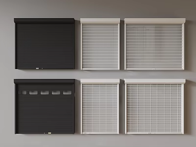 Black And White Window Roller Blinds With Venetian Blinds For Home Decor 3d model