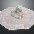 Ancient Cannon Weapon on Octagonal Stone Platform with Rustic Wheels and Weathered Surface