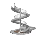 Elegant Modern Spiral Staircase Architectural Design With Metal Handrail And Curved Steps