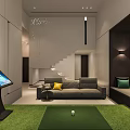 Modern Basement Interior Design With Seating Area Lighting And Decorative Elements