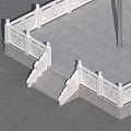 Elegant Garden Ornament Featuring White Hexagonal Fence Carved Design And Metal Pole On Gray Ground