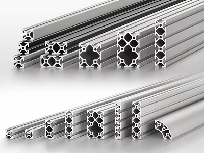 Diverse Aluminum Profiles With Various Cross Section Shapes And Structural Designs 3d model