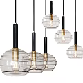 Modern Glass Pendant Lights With Black Rods And Gold Accents For Interior Design