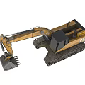 Yellow Tracked Excavator Construction Vehicle With Heavy Duty Bucket And Chassis