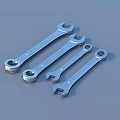 Silver Metal Hardware Tools Set Featuring Various Size Open End And Box End Wrenches 3d model