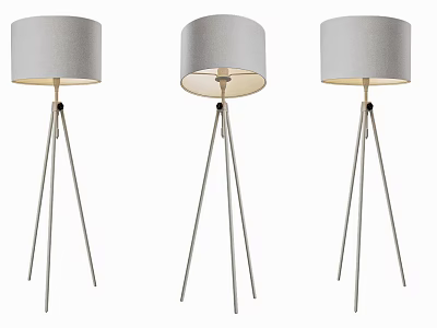Stylish Modern Floor Lamps With Gray Lampshades And Tripod Metal Stands 3d model