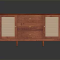 Classic Solid Wood Cabinet With Three Drawers And Woven Side Panels