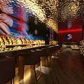 Modern Open Layout Bar Interior With Lighting Decor Bar Counter And Liquor