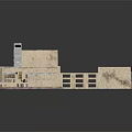 Modern Architectural Building Model With Modular Structure Flat Roof And Large Glass Windows