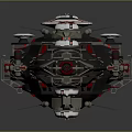 Futuristic Sci Fi Spaceship With Detailed Gray Red White Structure And Turrets