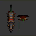 Armored Warrior With Green Crown Holding Sword And Mythical Horse With Decorative Saddle