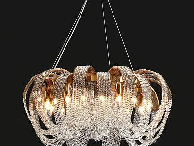 Modern Luxurious Crystal Chandelier With Gold Metal Frame And Circular Intertwined Design 3d model