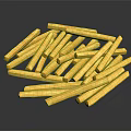 Appetizing Crispy Golden French Fries Heap Arranged On Black Background Surface