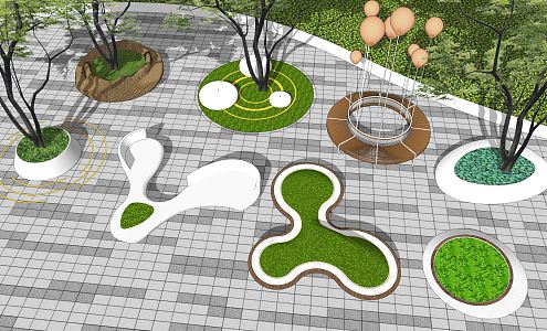 Modern Tree Pool Square Tree Pool Landscape Seat Shaped Outdoor Planting Pool 3d model