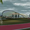 Birds Eye View Planning With Modern Bridge Urban Road River and City Buildings