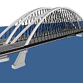 Modern Cable Stayed Arch Bridge Design With White Structure Spanning Over Blue Water 3d model
