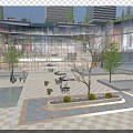 Modern Square Building Commercial Activity Atmosphere 3d model