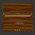 Upright Wooden Piano With Matching Velvet Upholstered Stool And Brown Finish