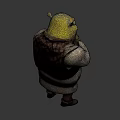 Shrek Animated Character With Green Skin Yellow Ears And Thoughtful Pose