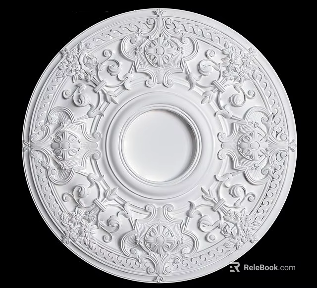 White Ceiling With Ornate Carvings Decoration 3d model 