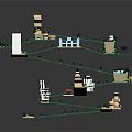 Modern City 3D Model Layout With Roads Buildings Vehicles And Green Areas