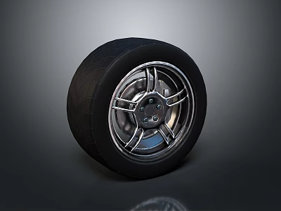 Car Tire with Black Tread and Silver Spoke Alloy Wheel Rim Design 3d model Car Tire with Black Tread and Silver Spoke Alloy Wheel Rim Design 3d model