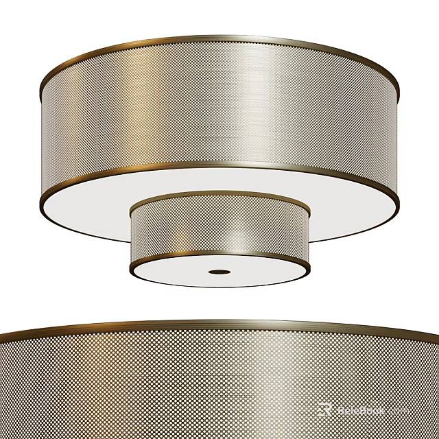 Modern Double Layer Round Ceiling Light With Metal Mesh Shade And White Lampshade 3d model