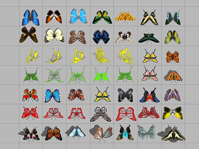 Colorful Flying Butterflies Collection With Diverse Wing Patterns And Vibrant Colors 3d model