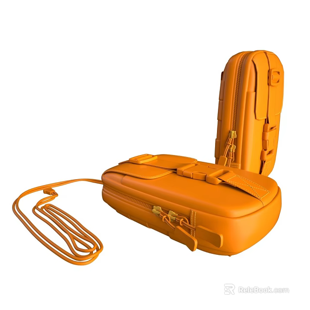 Orange Portable Shoulder Bag With Adjustable Strap For Daily Lifestyle Use 3d model 