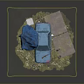 Abandoned Blue Car Surrounded By Overgrown Weeds And Stones On Weathered Ground