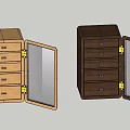Kids Desk In Light And Dark Brown With Multiple Drawers And Openable Mirror Door