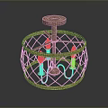 Rattan Chandelier Lighting Combination With Circular Woven Frame And Bulb Holders