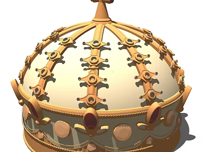 Golden Crown Shaped Decorative Ornament Set With Intricate Patterns And Gem Accents 3d model