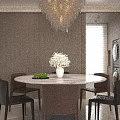 Modern Luxury Living And Dining Room Interior With Elegant Marble TV Wall And Soft Furnishings