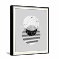 Abstract Geometric Wall Art With Circles Triangles Striped And Marble Texture 3d model