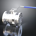 Stainless Steel Industrial Ball Valve With Blue Handle And Flanged Connections