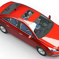 Red Four Door Sedan Car With Sunroof And Silver Alloy Wheels Design
