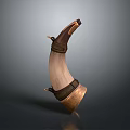 Vintage Horn Style Equipment With Brown Leather Straps And Brass Accents