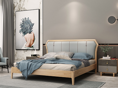 Modern background double bed model