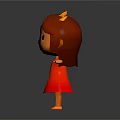 Game Movie Character With Red Hair Yellow Crown Red Dress Smiling And Outstretched Arms