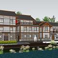 Traditional Rural Self Built House With Wooden Structure And Waterfront Garden