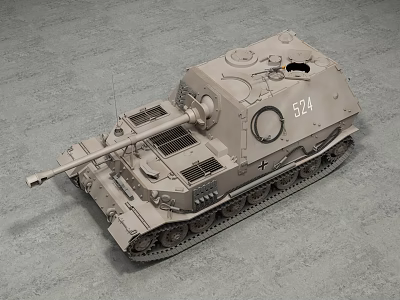 Gray Military Armored Tank With Turret Cannon Tracks Hatch Number 574 3d model