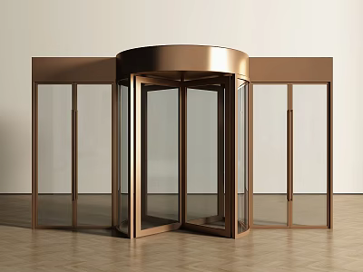Modern Commercial Revolving Door With Metal Frame And Glass Panels Design 3d model