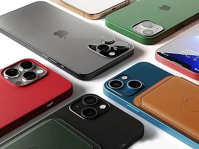 Multiple Smartphones In Various Colors With Leather And Glass Backs Camera Modules And Sleek Designs 3d model