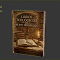 Religious Theological Books New Testament With Open Book Stacked Books And Candle On Wooden Table